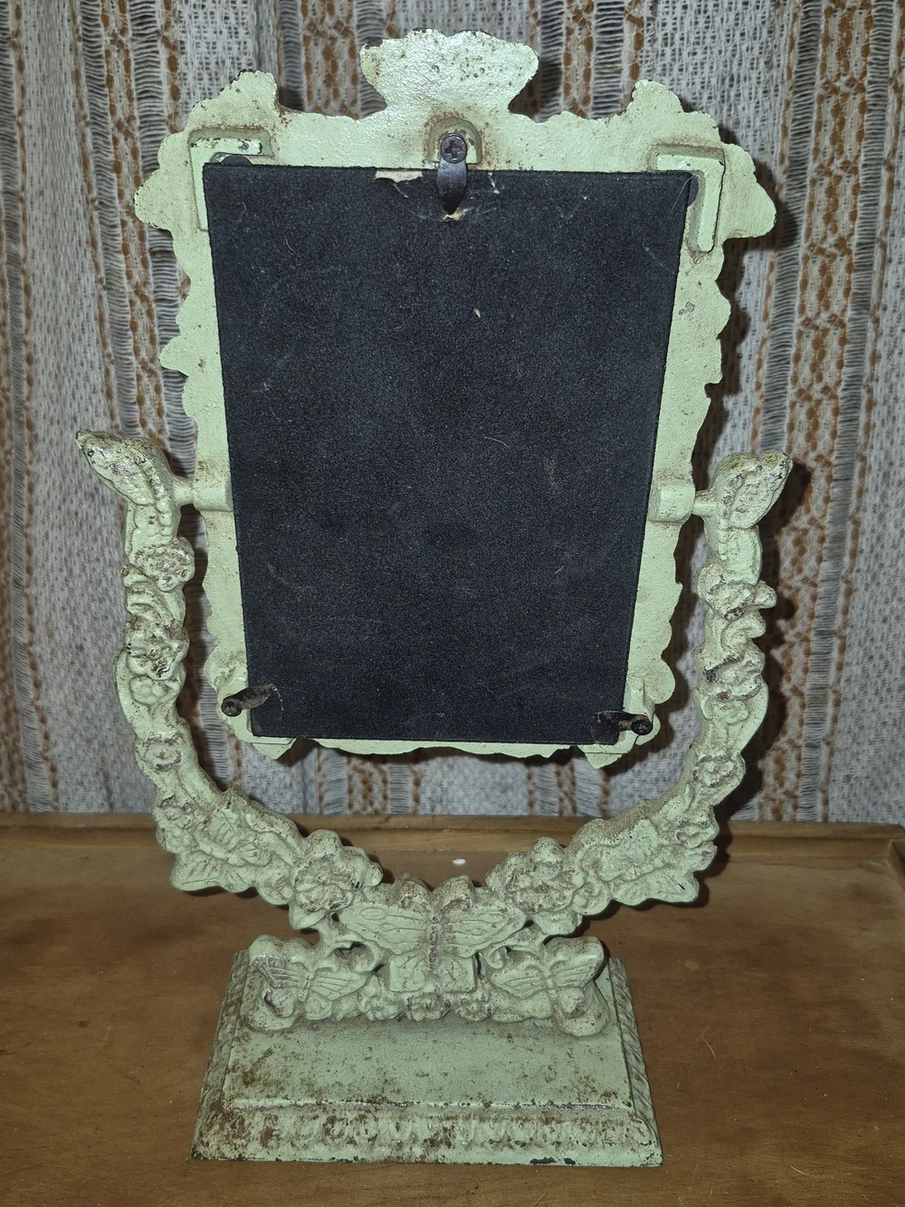 Vintage Ornate Butterfly Cast Iron Frame - Green